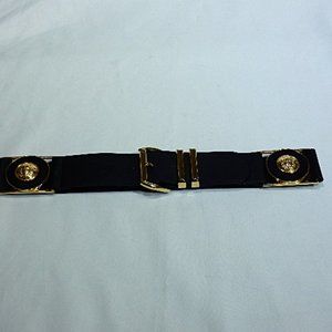 Gianni Versace Medusa Wide Black Leather Belt